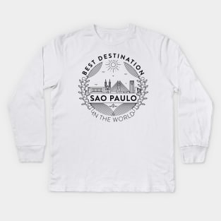 Sao Paulo Minimal Badge Design Kids Long Sleeve T-Shirt